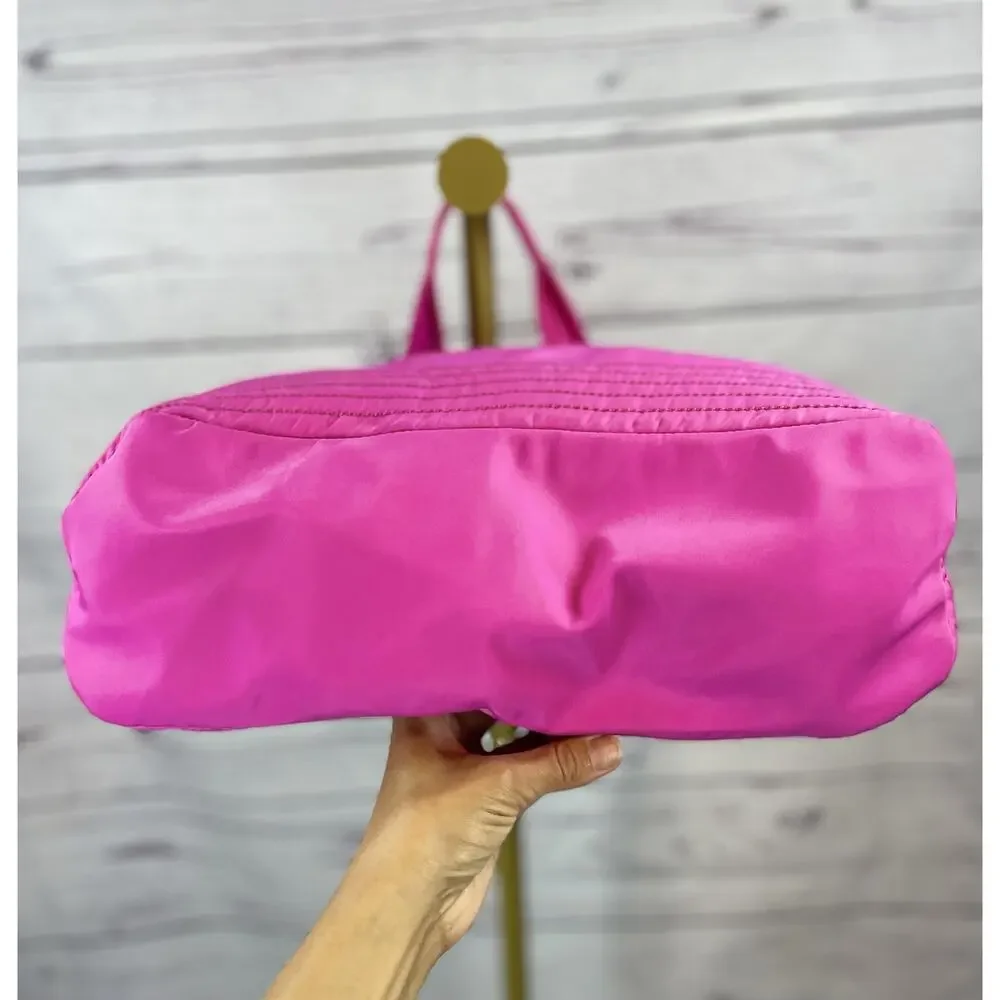 Kate Spade New York Hot Pink Nylon Tote Bag Bow Accent Shoulder Purse - Picture 11 of 13